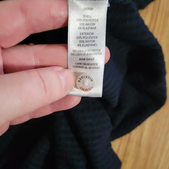 Tommy Hilfiger Cardigan Sweater Womens XXL Navy Blue Waffle Knit Thermal Button - Picture 9 of 11